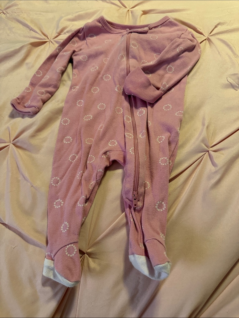 cloud island Pink Dot-Print Footed One-Piece Sleeper